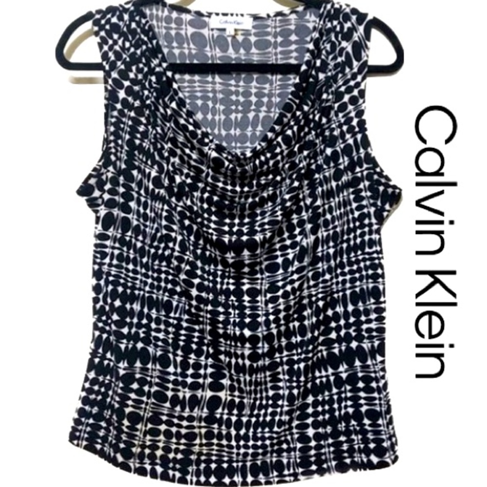 CALVIN KLEIN Draped Neckline Size Large Sleeveless Top Super Stretchy and Soft